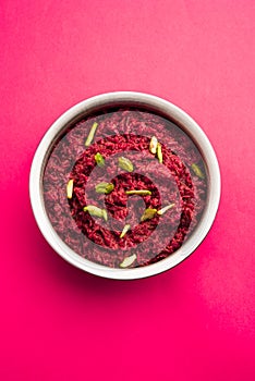 Beetroot halwaÂ or Halva is an Indian desserts tastes great when served chilled